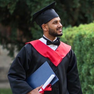 A person in a graduation cap and gown