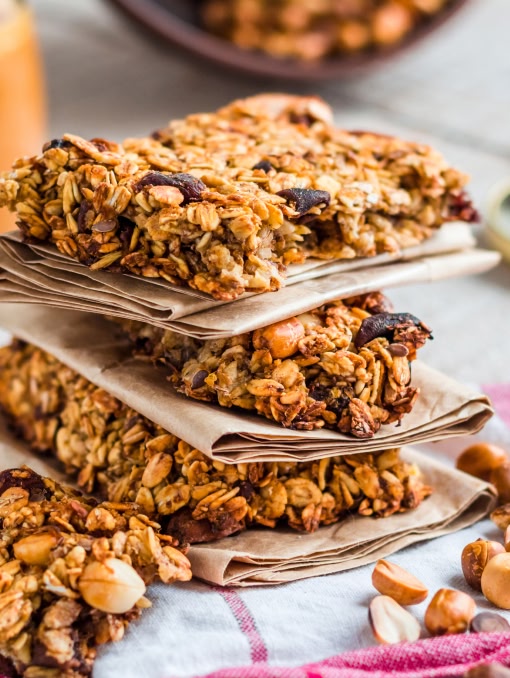 A stack of granola bars