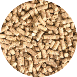 A close up of cattle feed pellets