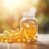 A bottle of yellow gel capsules