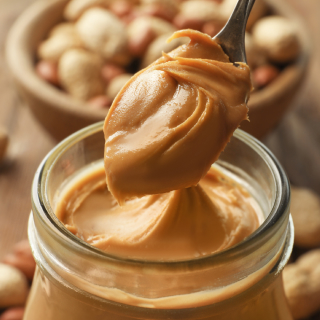 A close-up of peanut butter