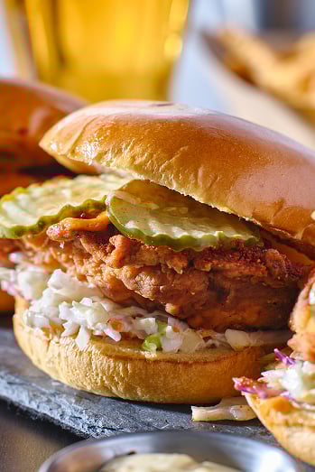 A plate of food on a table