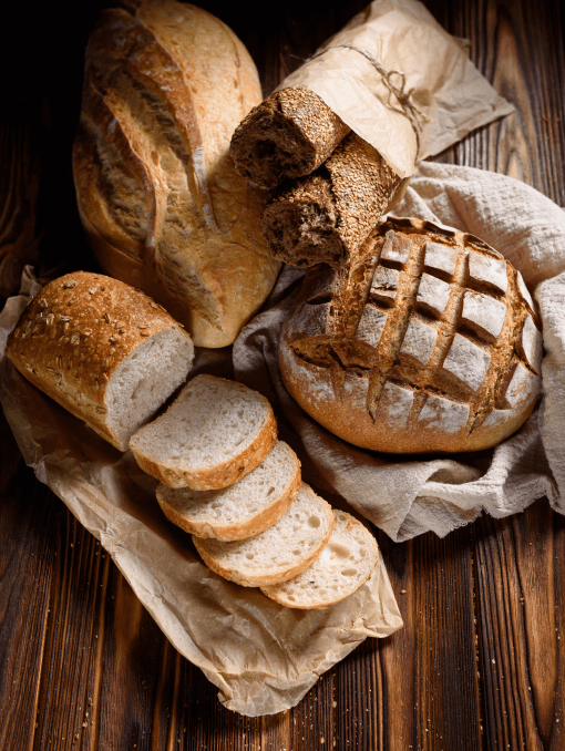 A selection of rustic bread loaves