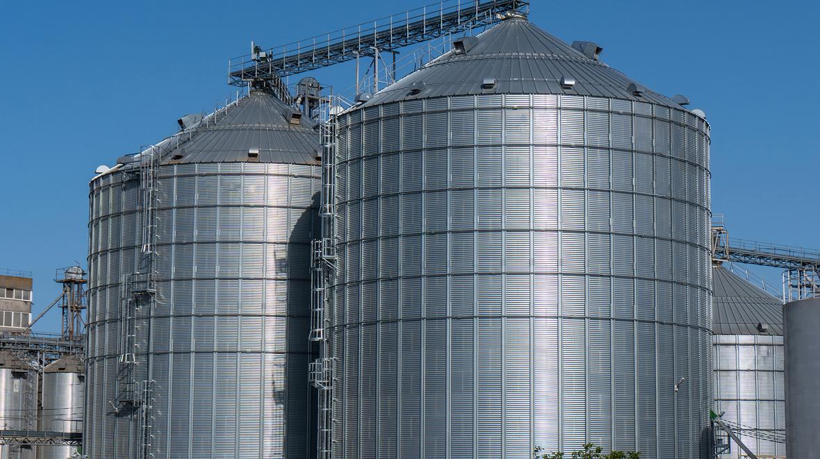 Two large grain silos