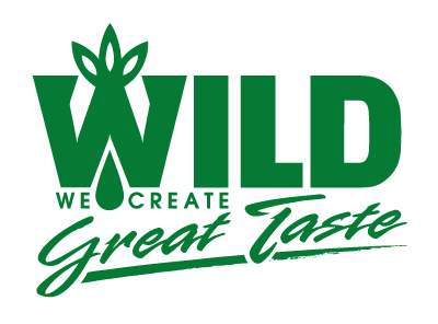 The WILD logo lockup with the tagline, "We create great taste."