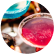 Friends toasting different drinks